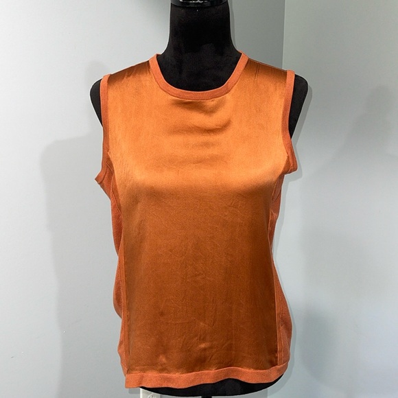 Just Cavalli silk tank top size 42 European rusty color sleeveless U.S. medium - Picture 1 of 15